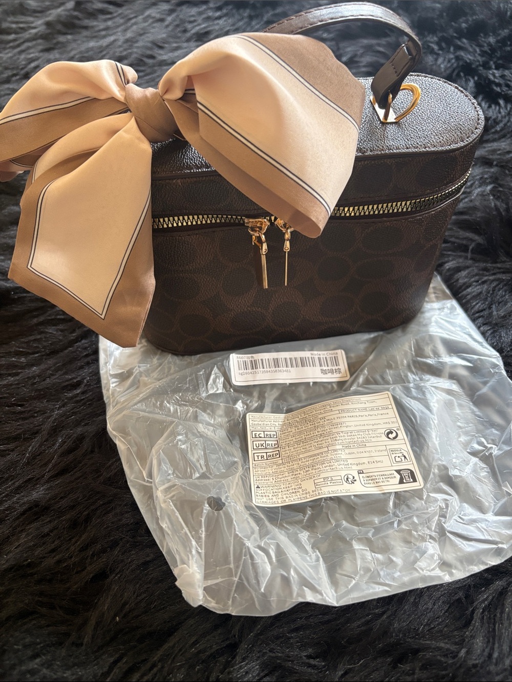 Structured Mini Top-Handle Bag in Dark Brown